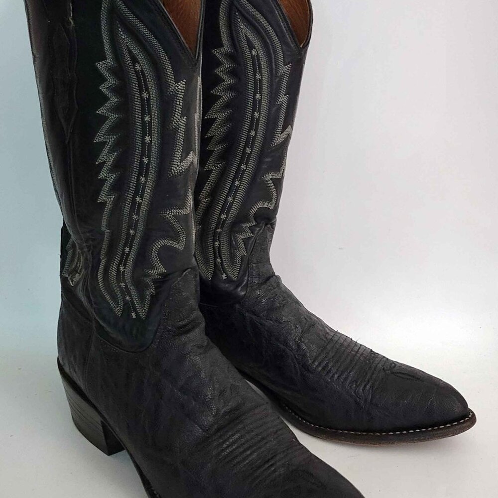 Lucchese 2000 Black Exotic Elephant Skin Leather Cowboy Western Boots Men's 11 B - Picture 9 of 9